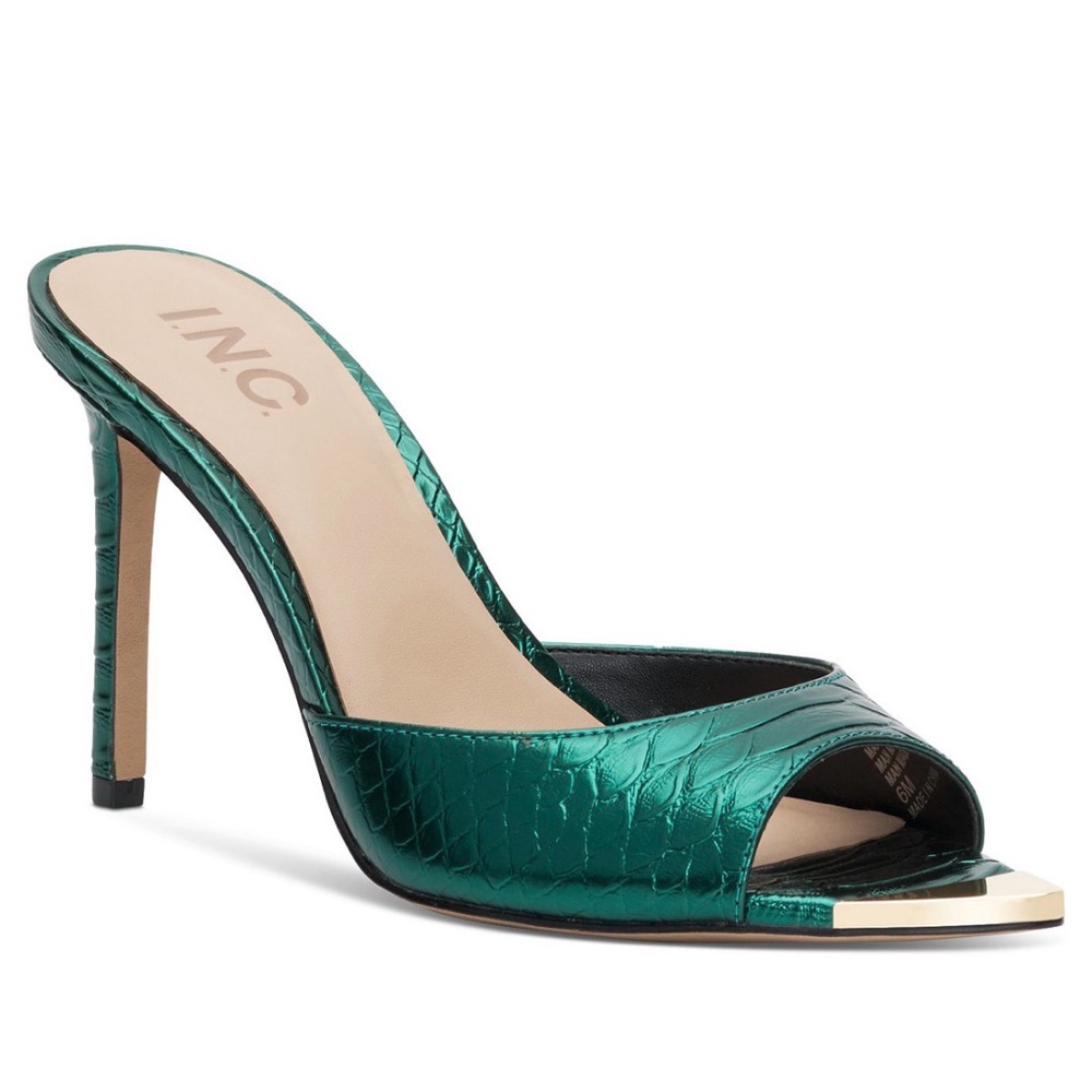INC Women's Green High Heel Sandals